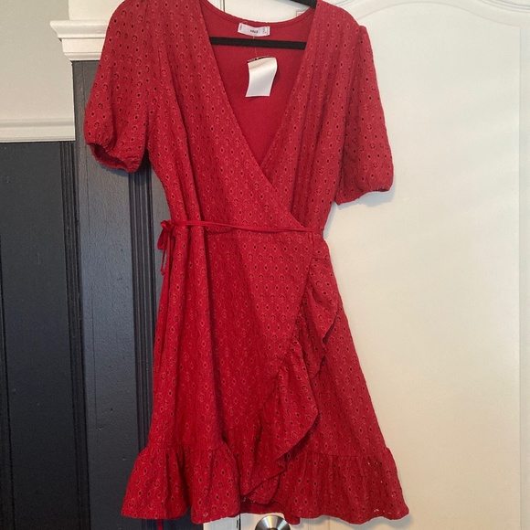 NWT Mango Red Wrap Dress - Picture 1 of 6
